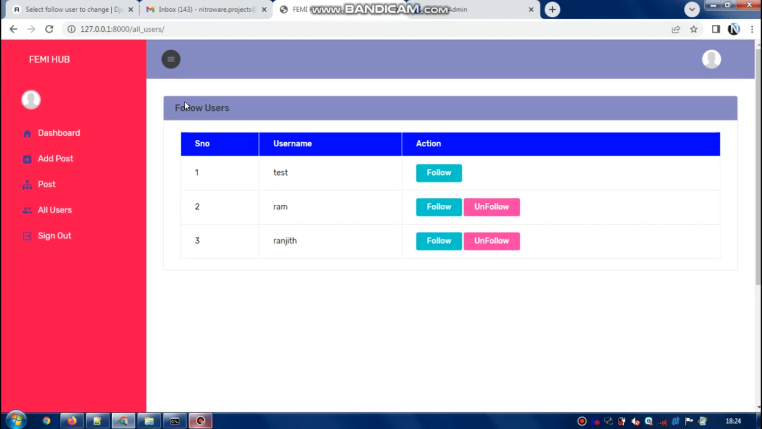 Decentralized Online Social Network in Django Python