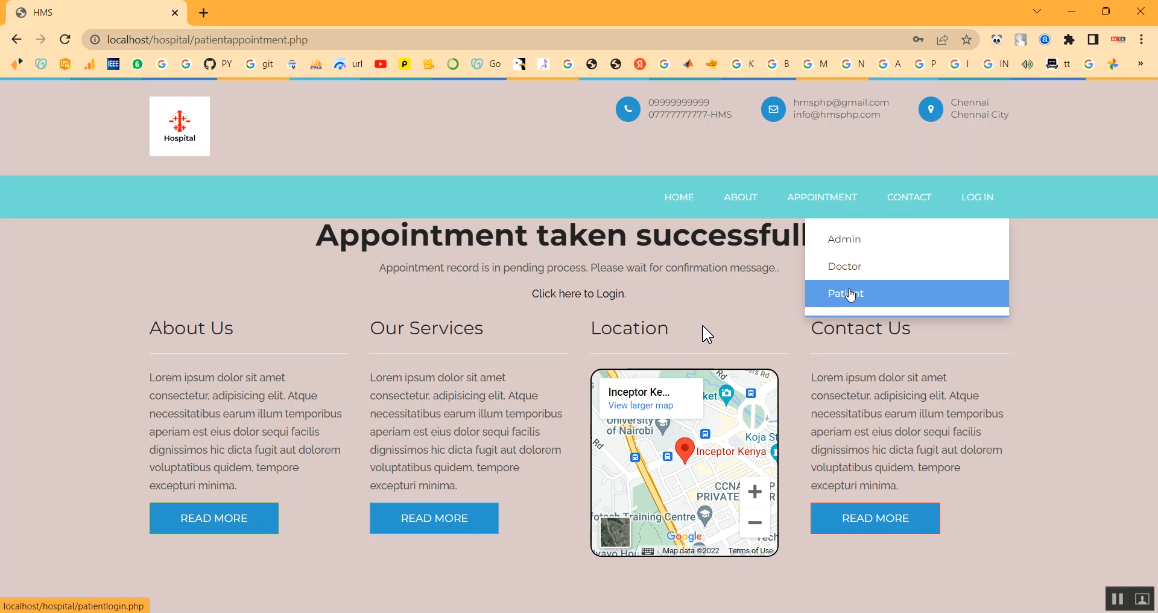 Hospital Management System in PHP Application Projects