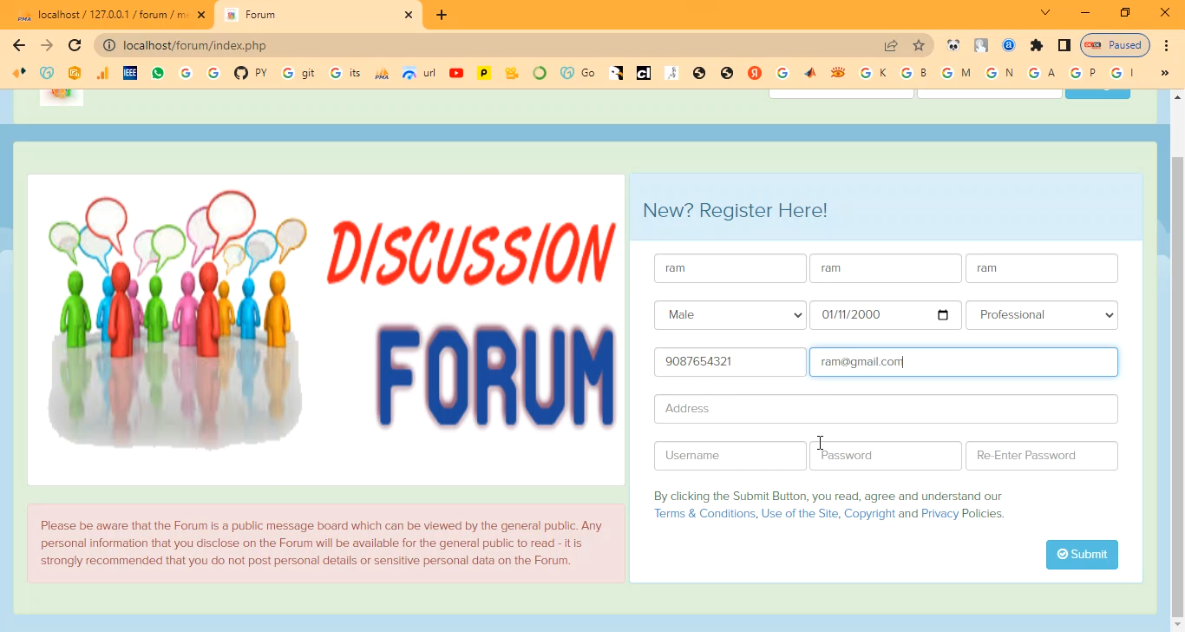 Online Forum in PHP Application Projects