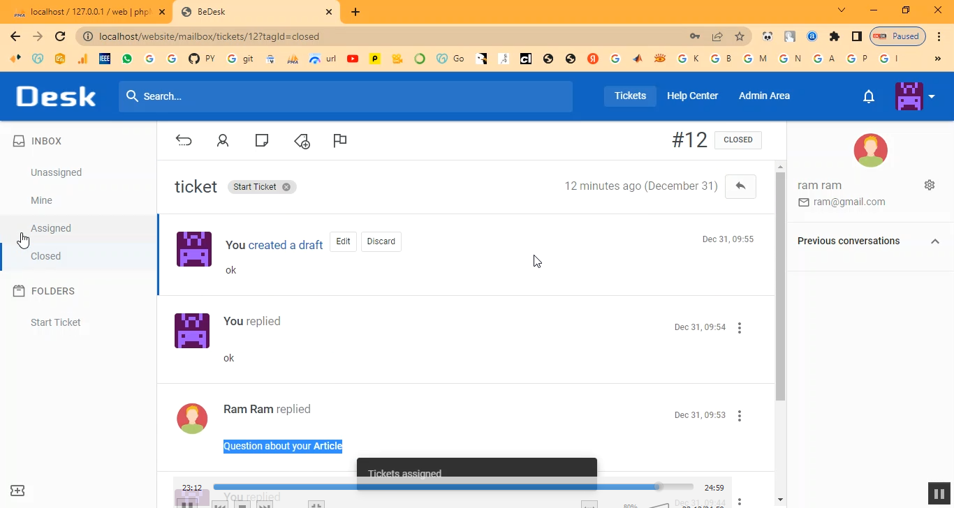 Help Support Desk in PHP Application Projects