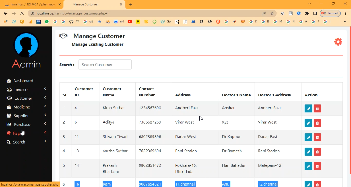 Pharmacy Management System in PHP Application Projects