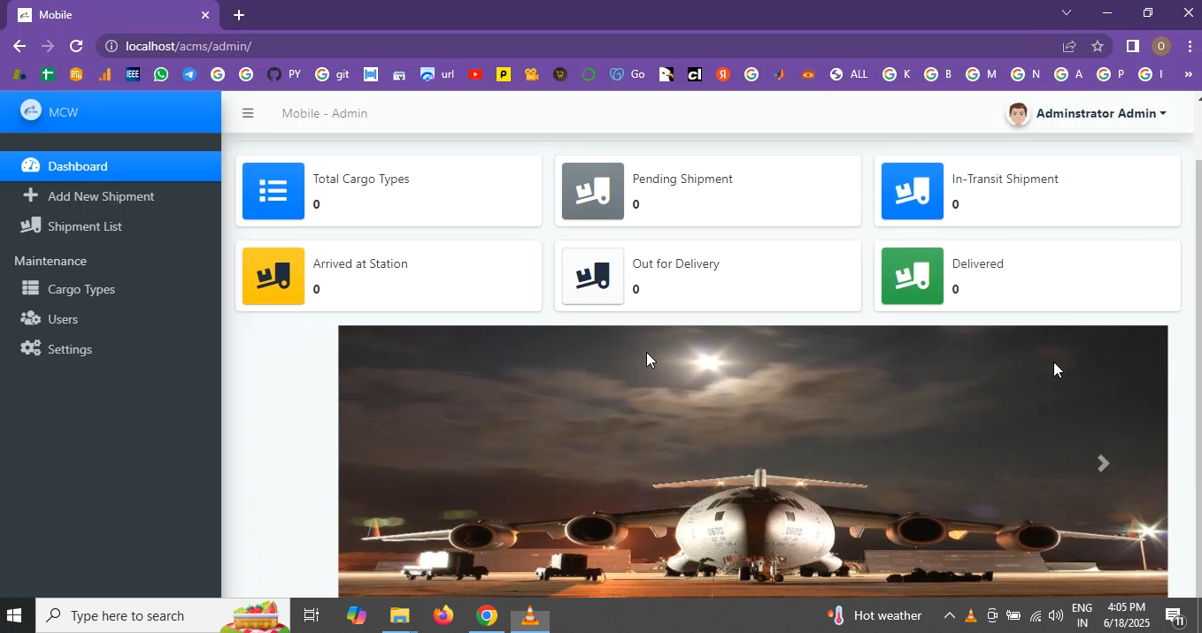 Cargo Shipment Management System in PHP Application Projects