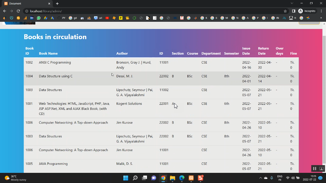 Library System in PHP Application Projects
