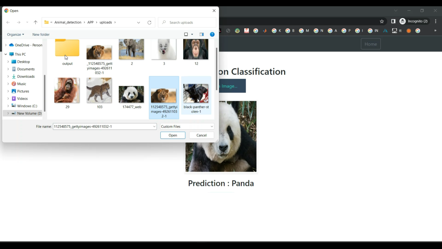 Animal Detection Train CNN Flask in Python Projects