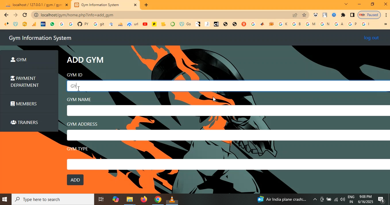 Gym Information System in PHP Application Projects