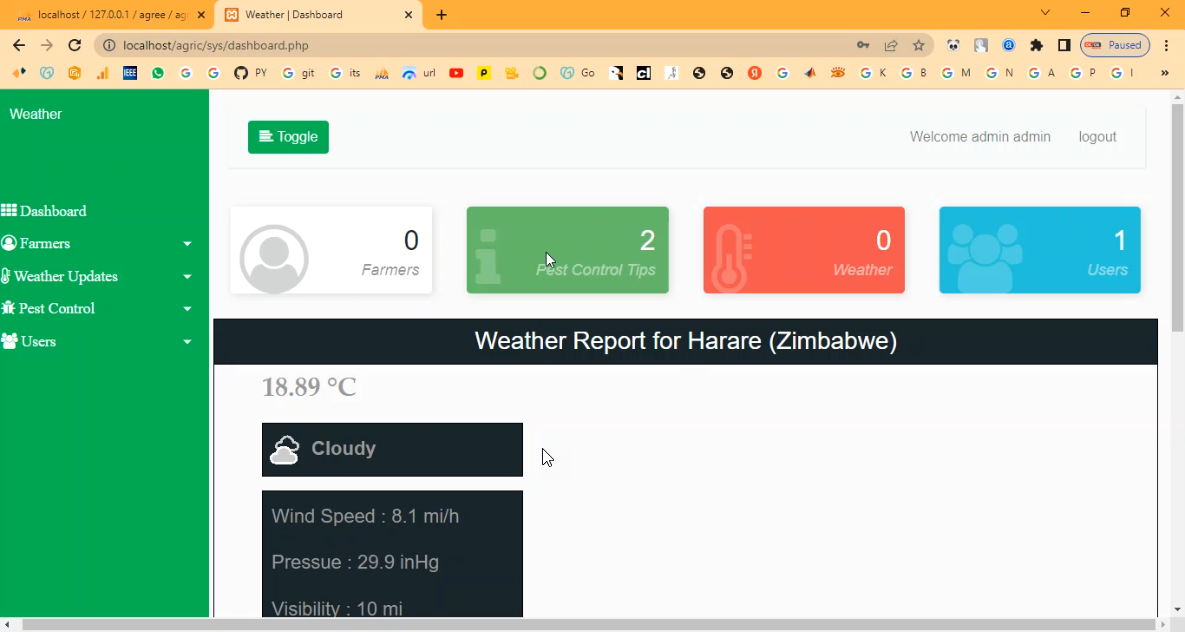 Weather Report to help Agriculture in PHP Application Projects