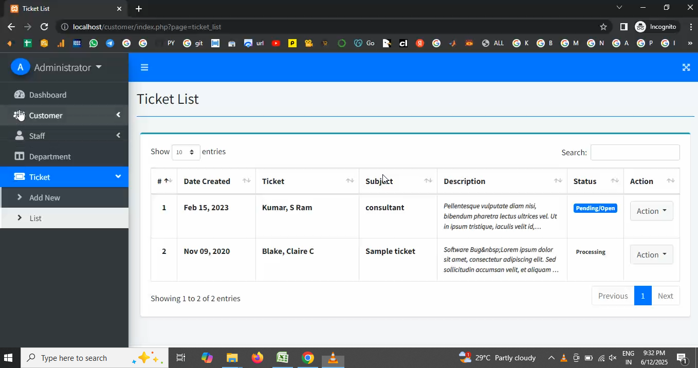 Customer Service Provider Ticket System in PHP Application Projects