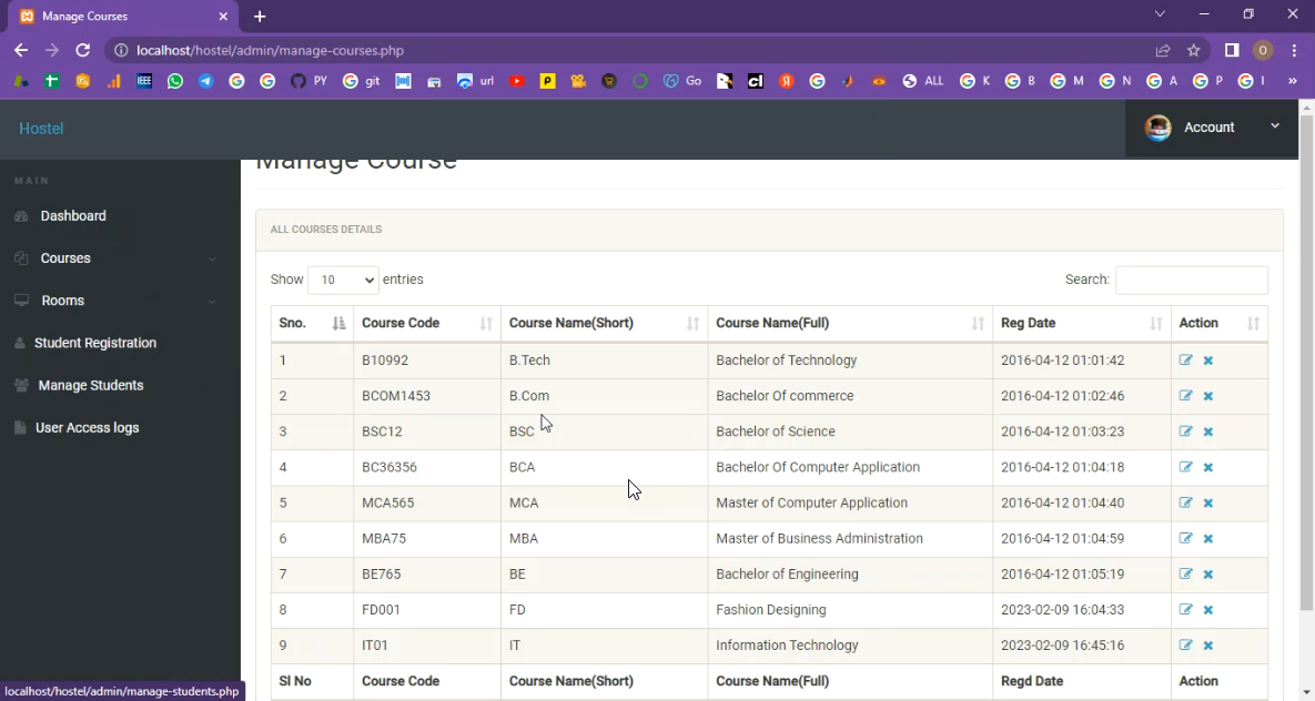 Student Hostel Room Allocation System in PHP Application Projects