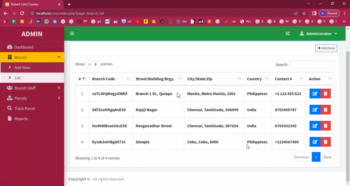 Courier Track Parcel Services in PHP Application Projects