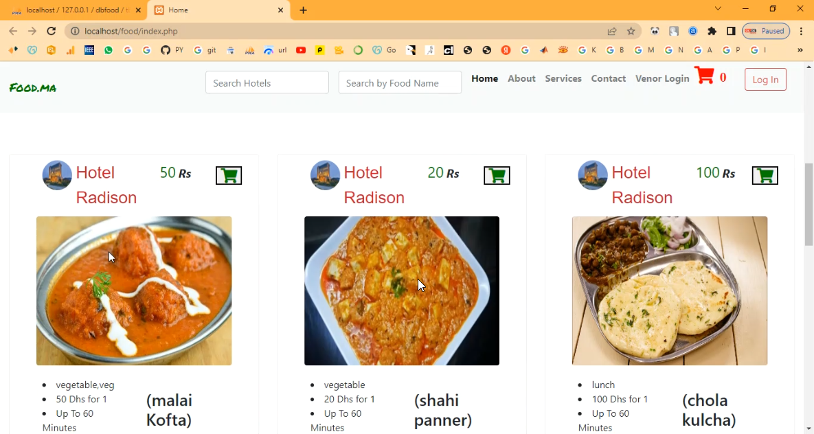 Online Food Ordering System in PHP Application Projects