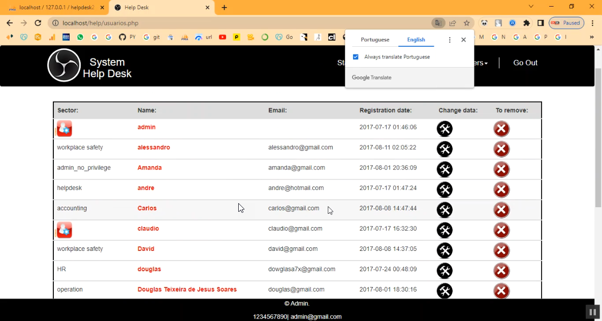 System Help Desk in PHP Application Projects