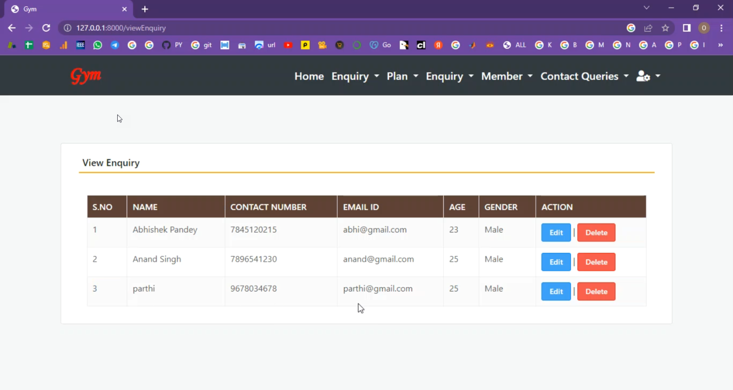 Gym Management in Django Python