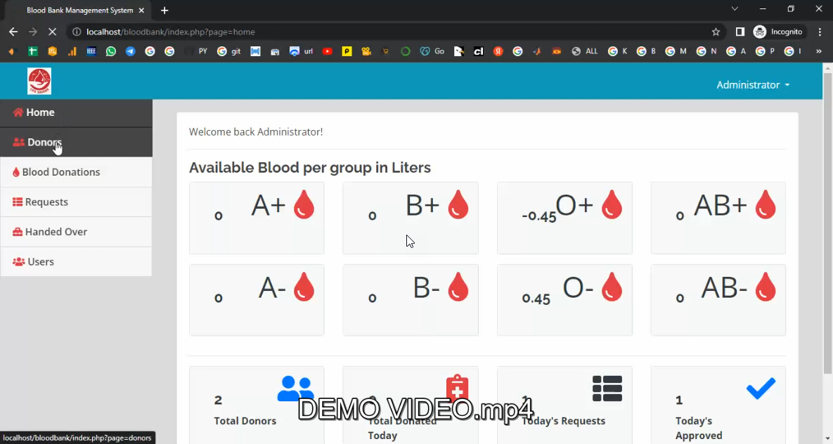 Blood Donations Hander Controller in PHP Application Projects