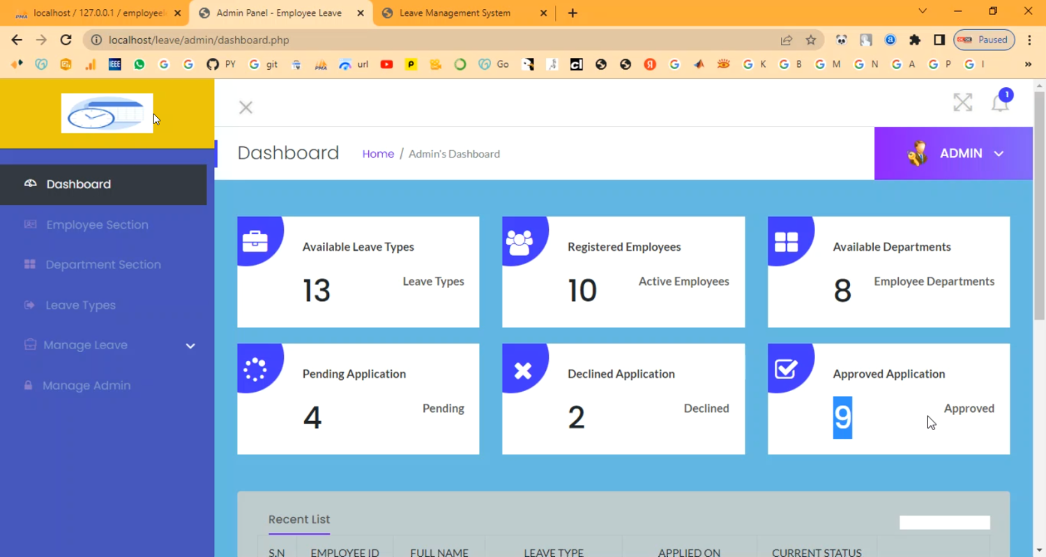 Leave Management System in PHP Application Projects