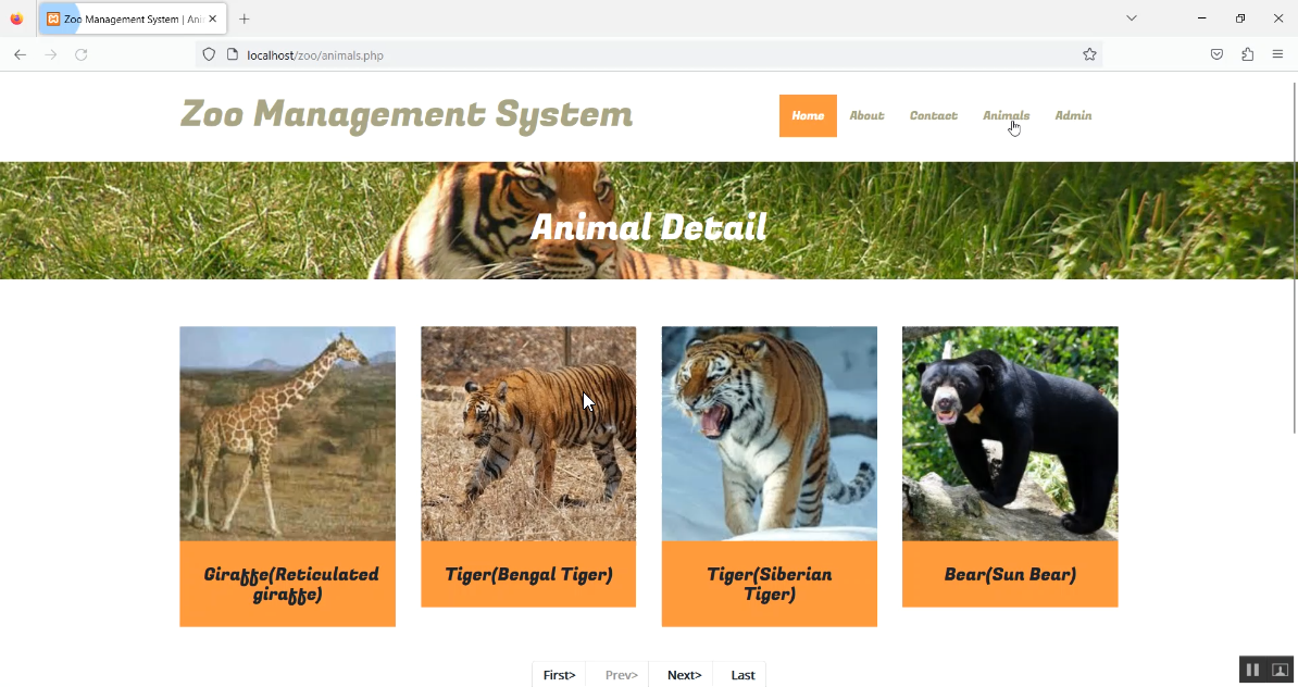 Zoo Management System in PHP Application Projects