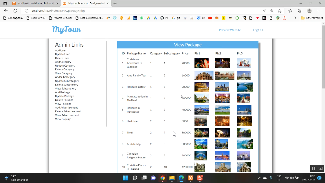 Travel Management System in PHP Application Projects