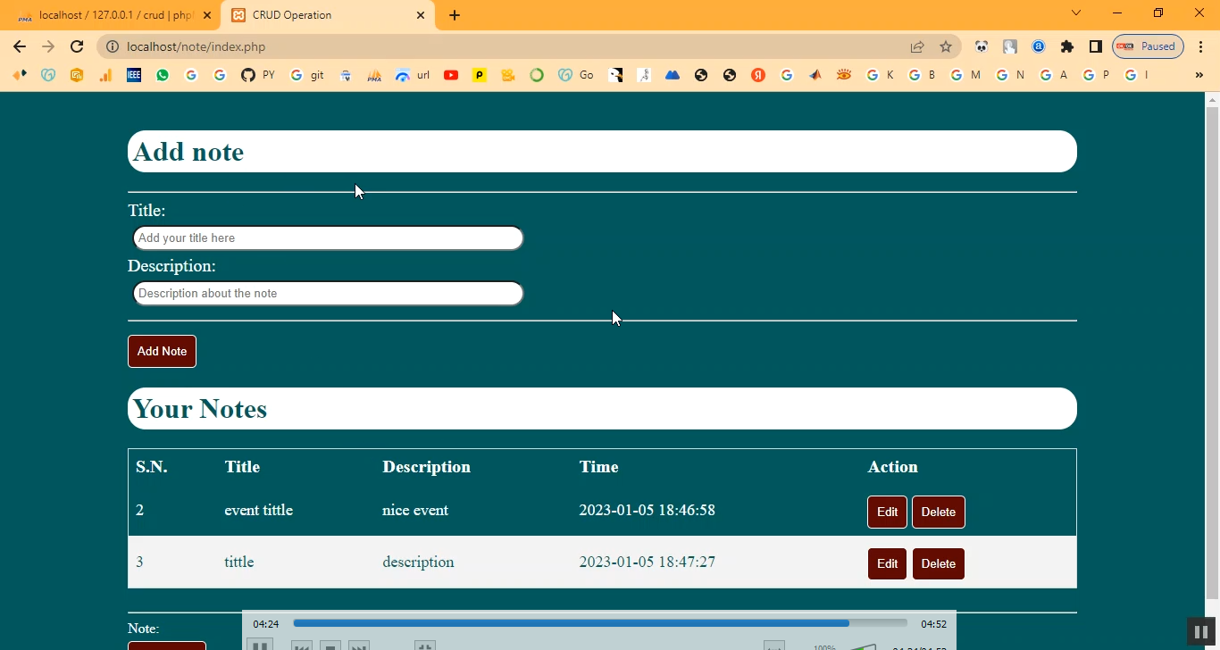 Notes Making in PHP Application Projects