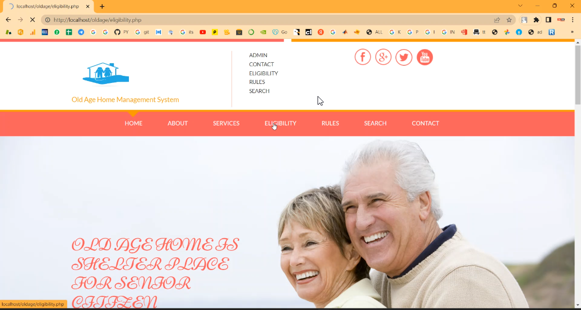 Old Age Home Management System in PHP Application Projects