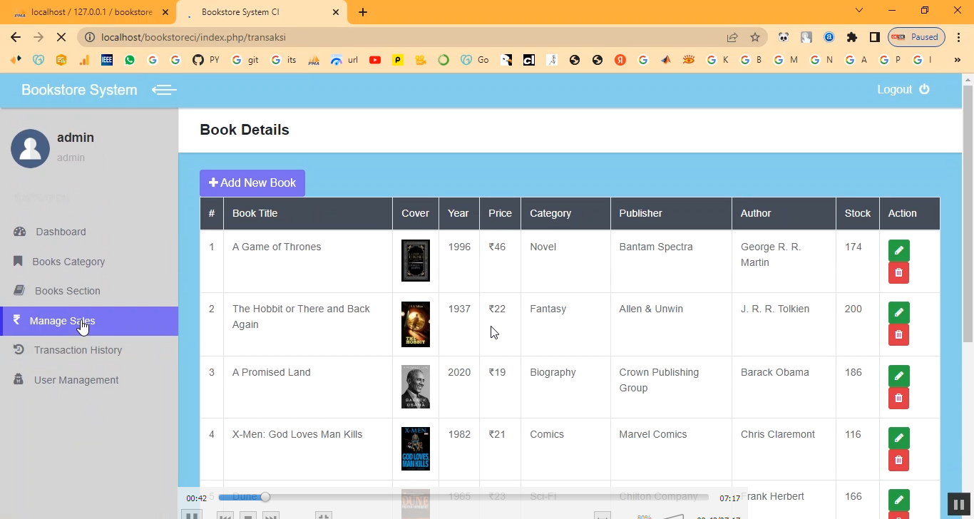 Book Store Sale System in PHP Application Projects