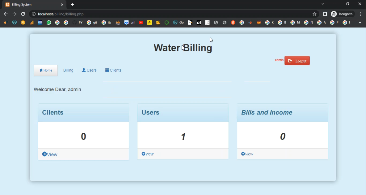 Water Billing System in PHP Application Projects