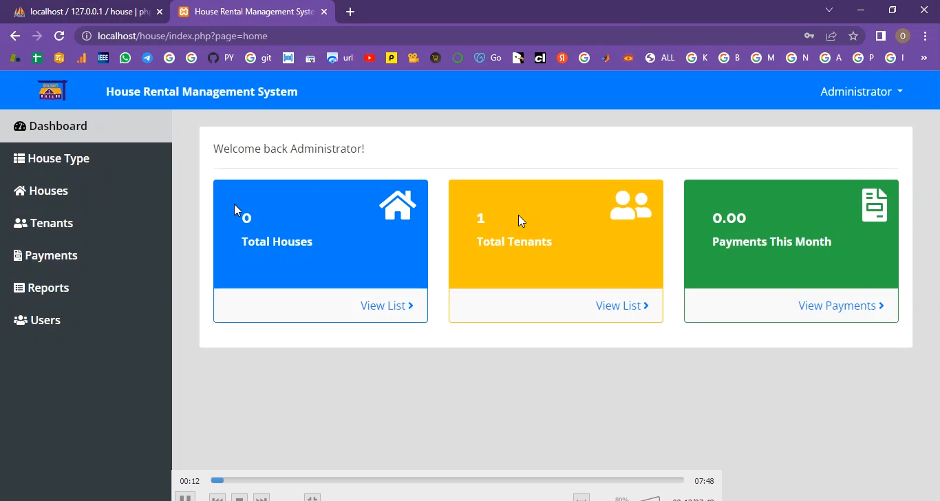 House Rental and Tenants Payment Report System in PHP Application Projects