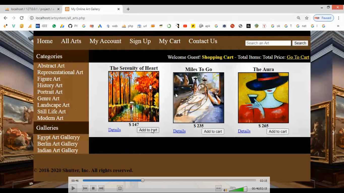 Online Art Gallery Management System in PHP Application Projects