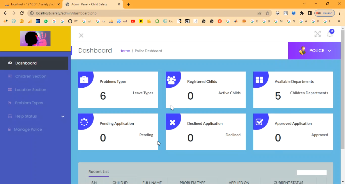 Child Safety Secure Information System in PHP Application Projects
