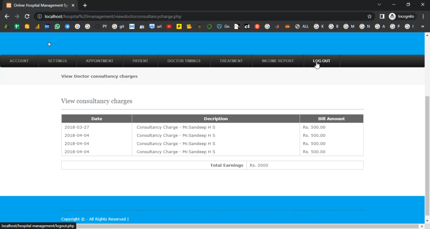 Hospital Dcotor Information Details in PHP Application Projects