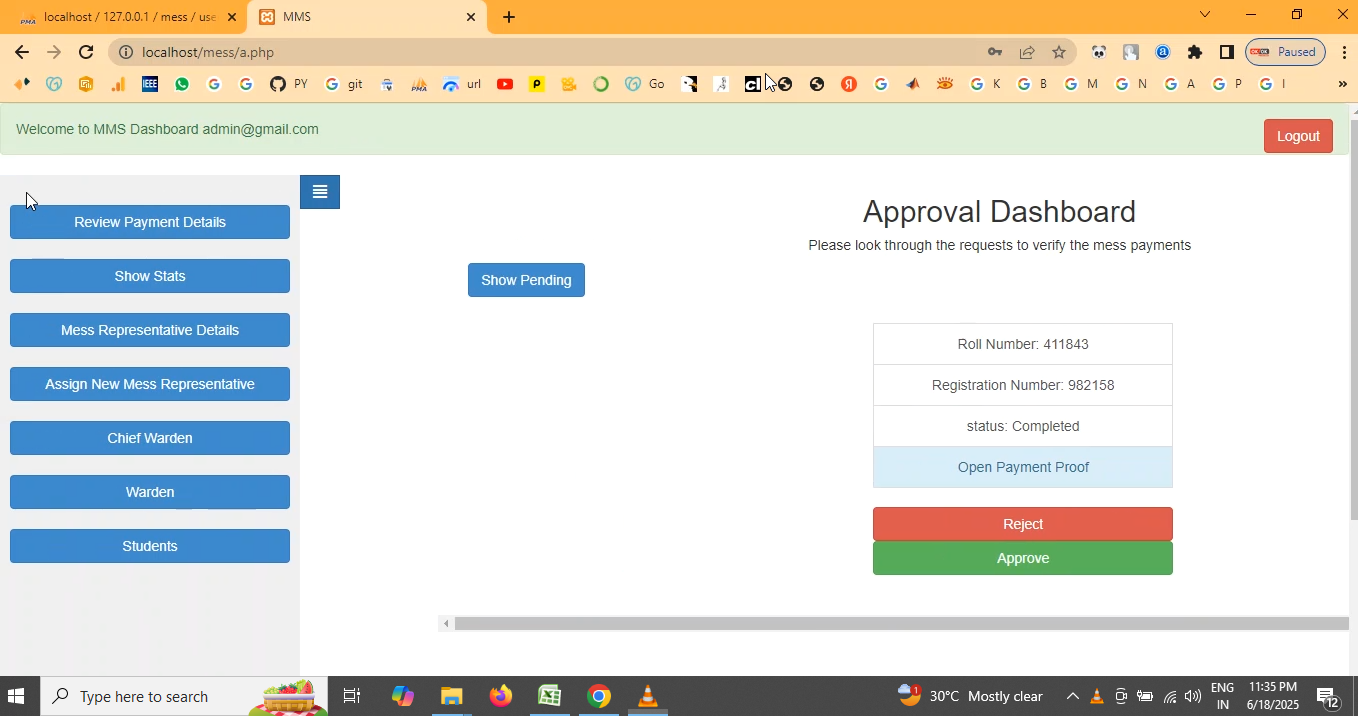 Mess Management System in PHP Application Projects