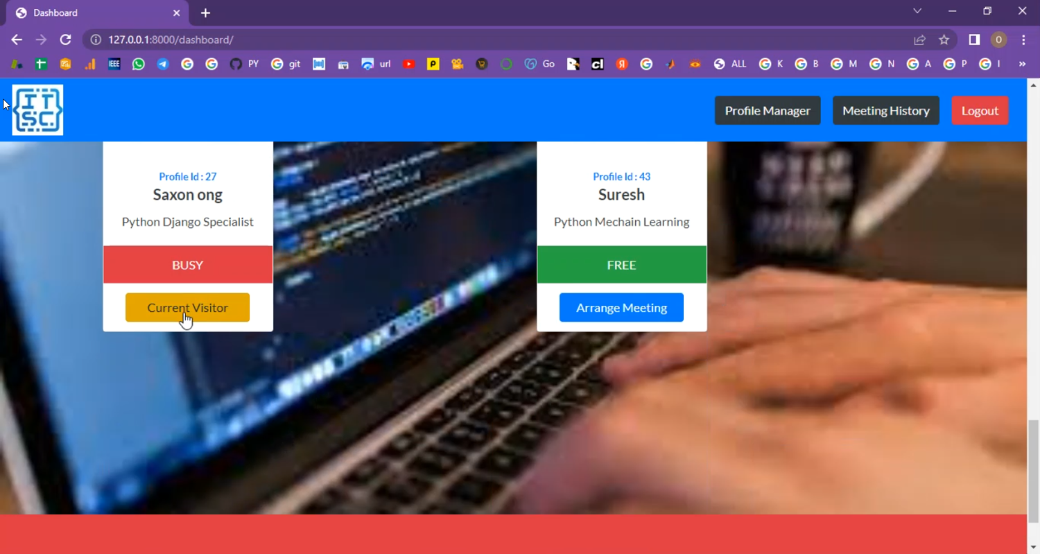 Visitors Meeting Arrangedment System in Django Python