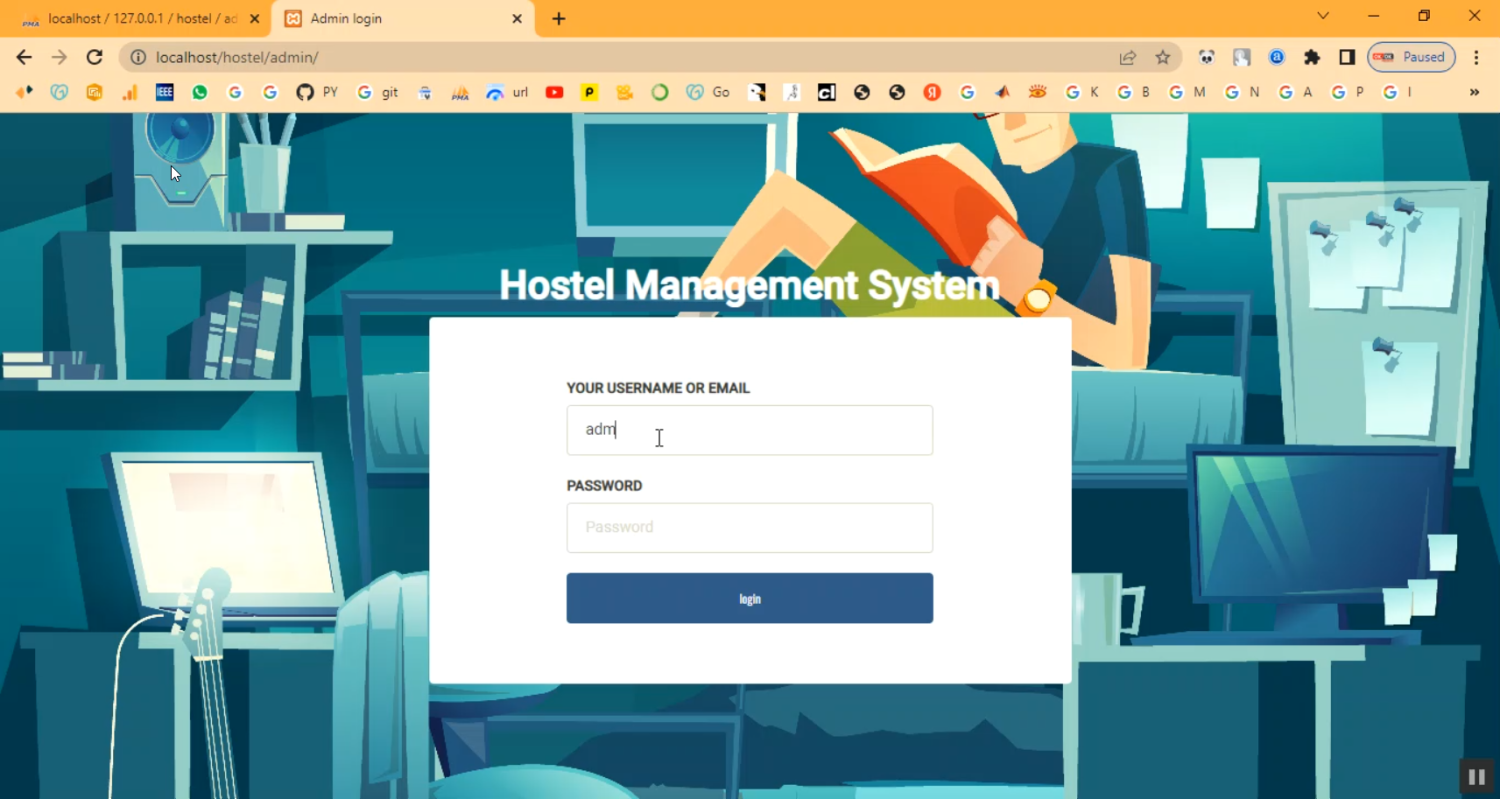 Hostel Management System in PHP Application Projects