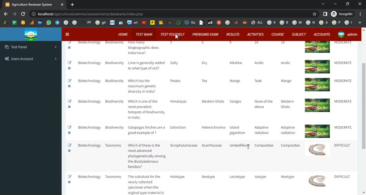 Agriculture Exam Reviewer in PHP Application Projects