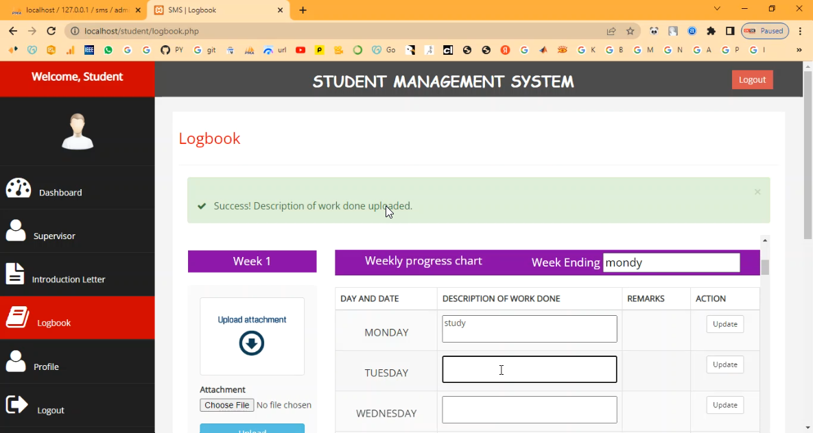 Student Supervision System in PHP Application Projects