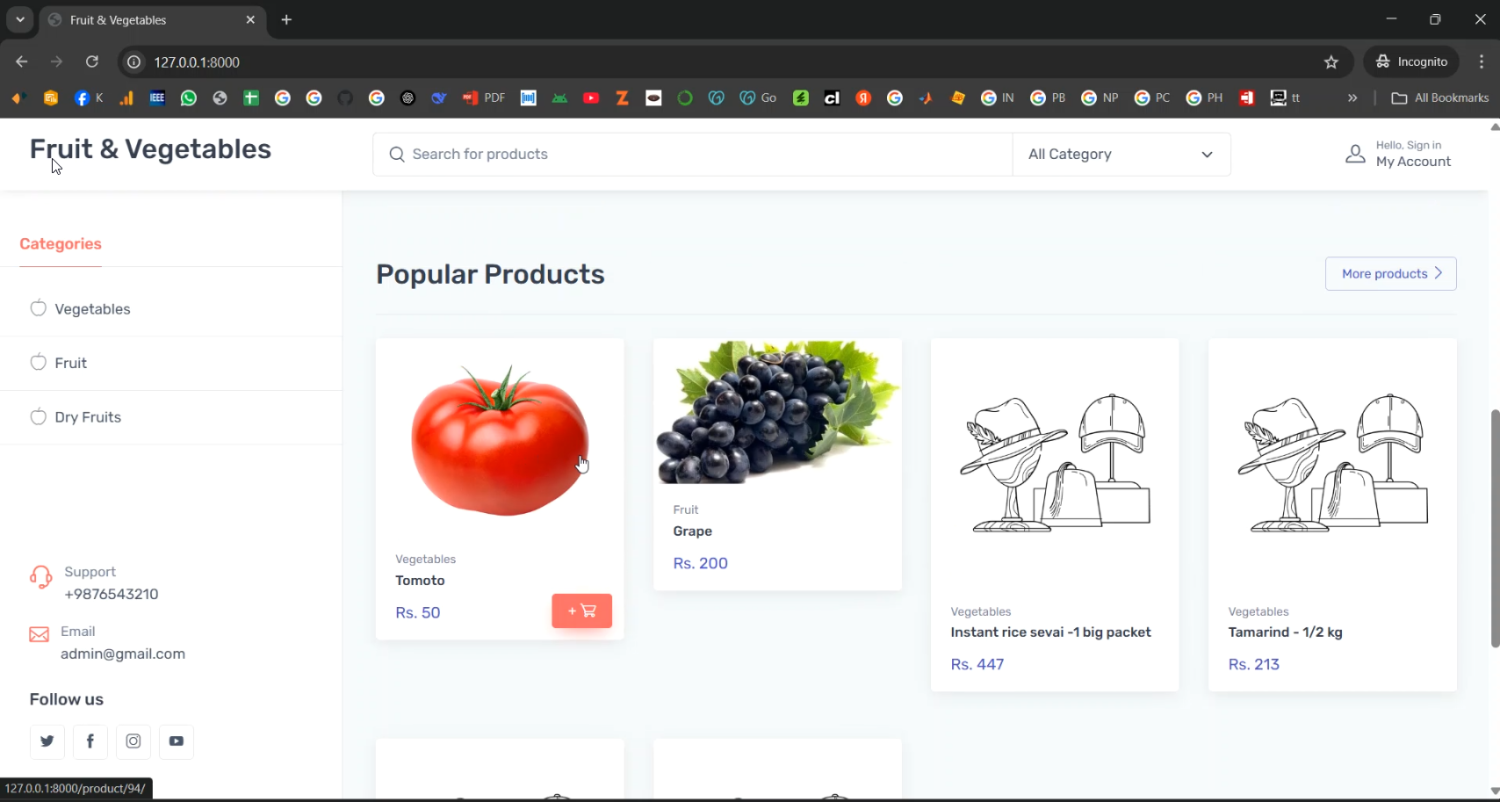 Organic fruit and vegetables selling Web app in Django Python