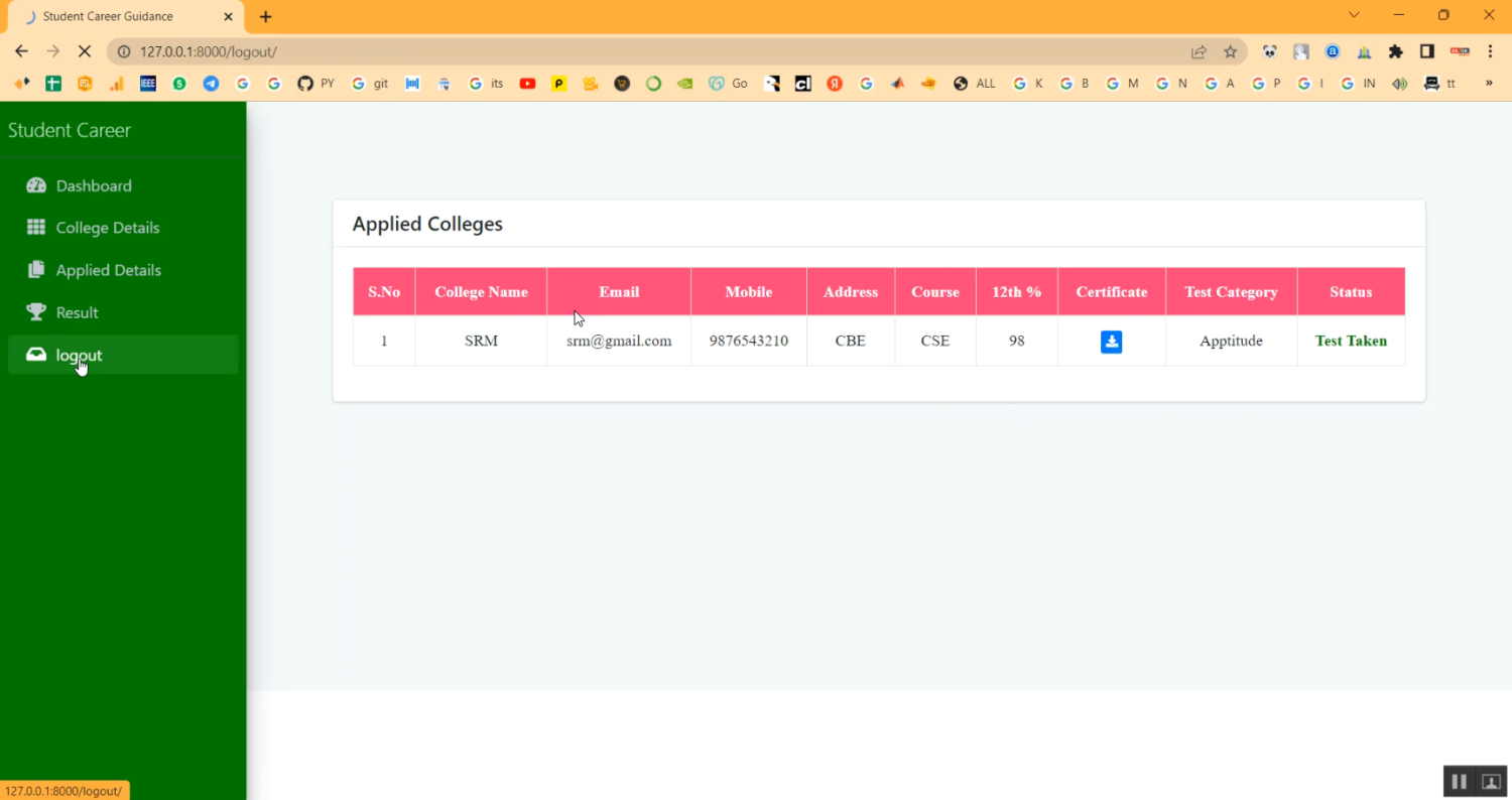 Student Careers in Django Python