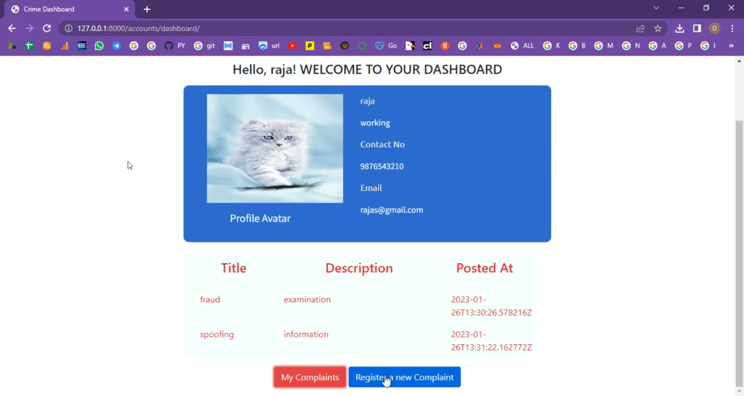 Crime Information System in Django Python