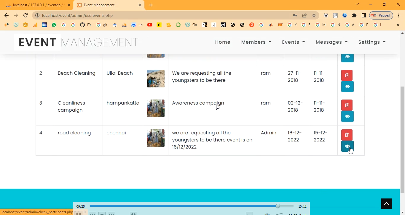 Event Management in PHP Application Projects