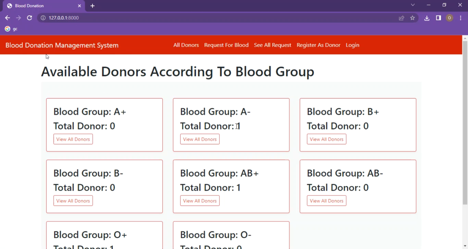 Blood Donation Management System in Django Python