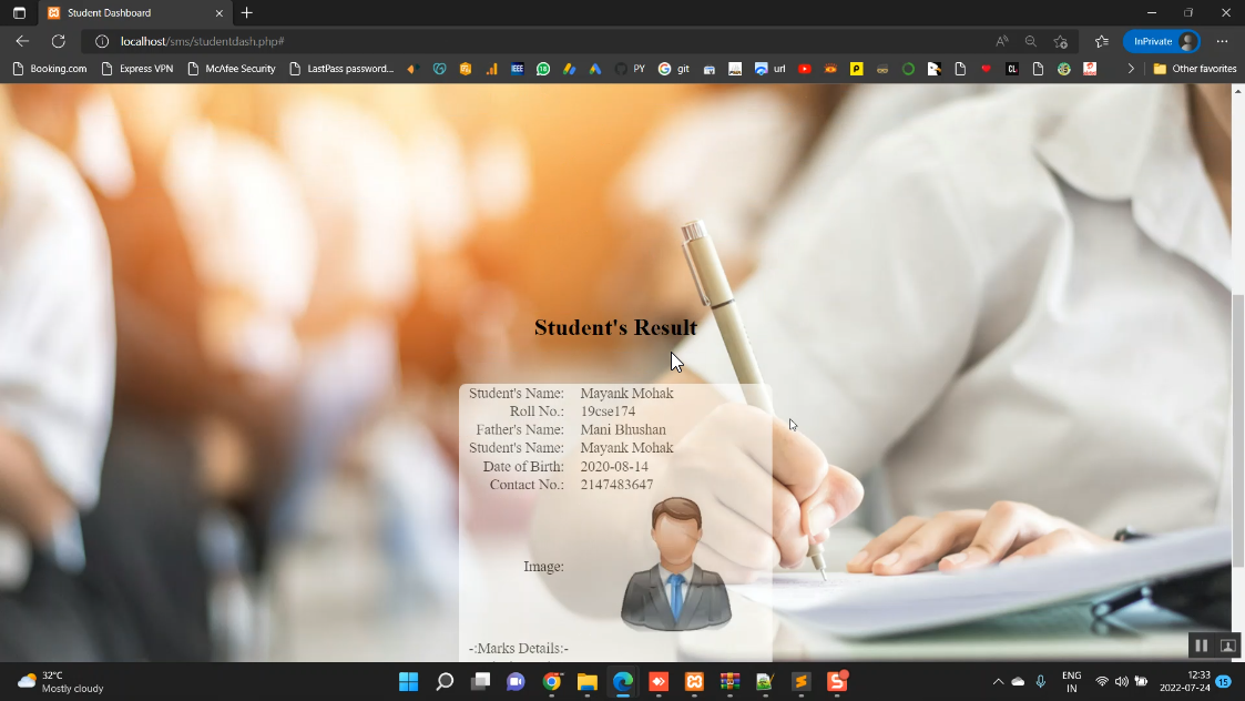Student Management System in PHP Application Projects