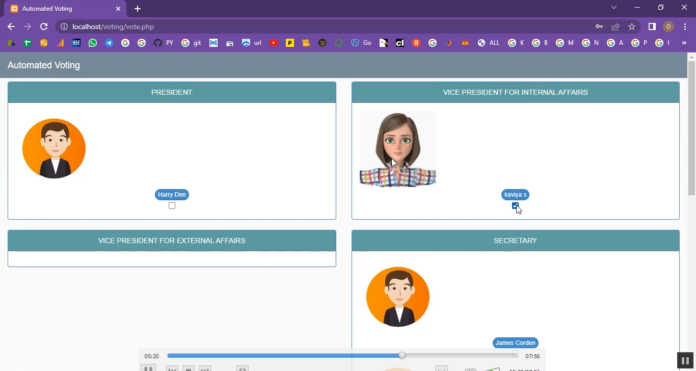 Office Election Voting System in PHP Application Projects