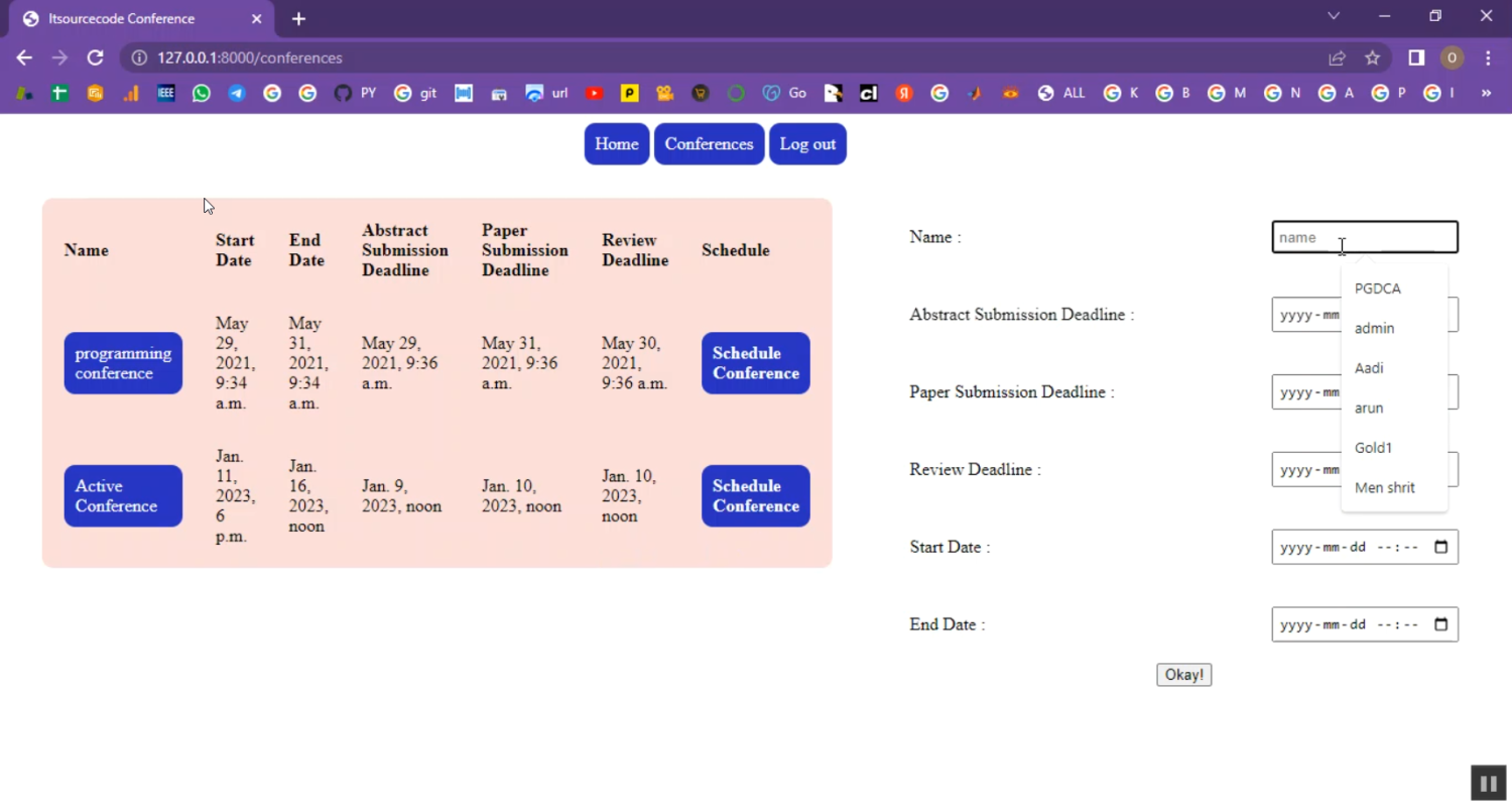 Paper Presenation Conference Management in Django Python