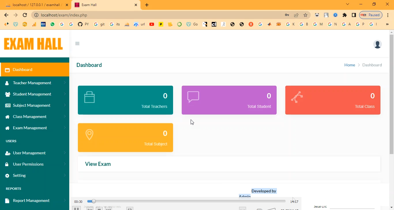 Exam Hall Room Schedule System in PHP Application Projects