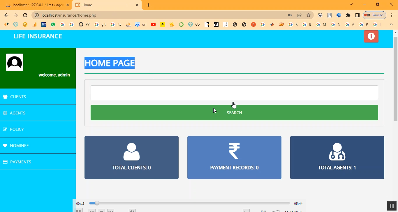Insurance Information System in PHP Application Projects