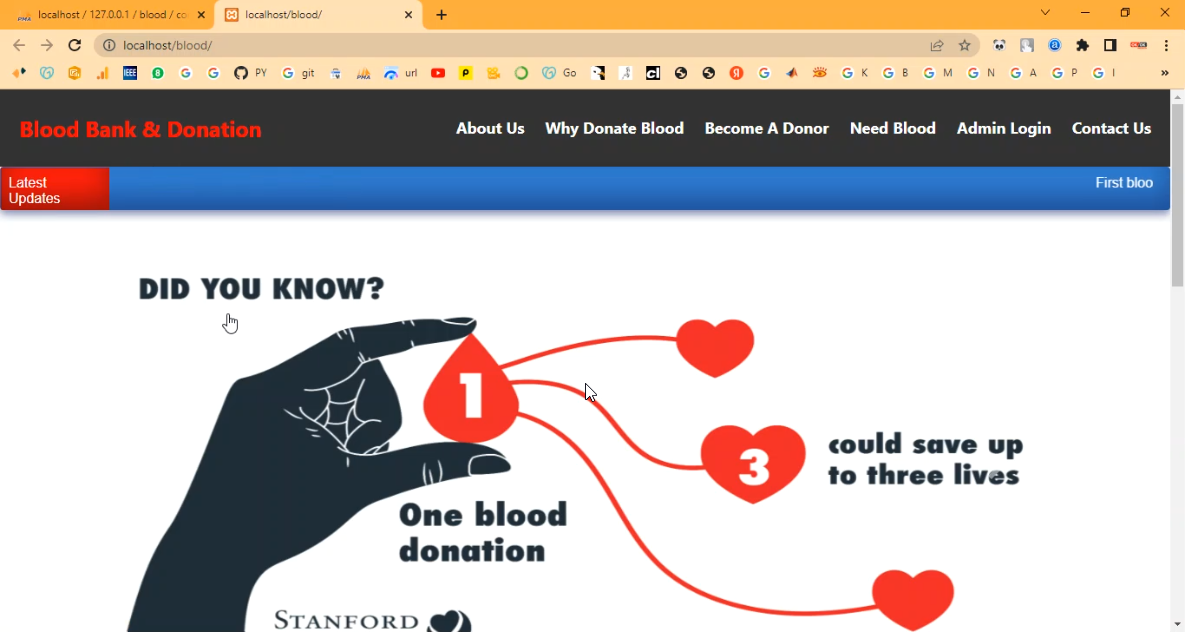 Blood Bank and Donation Admin Control in PHP Application Projects