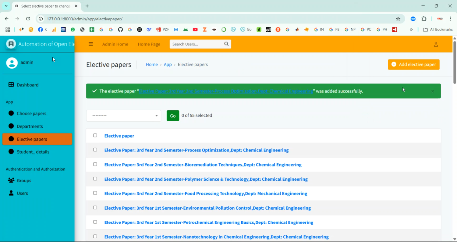 BE Student Open Elective Paper in Django Python