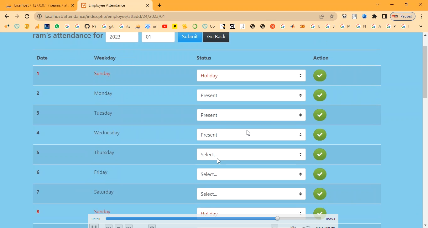 Employee Attendance System in PHP Application Projects