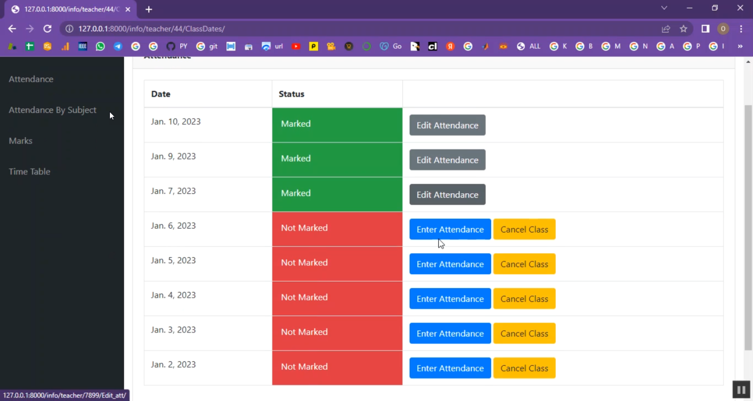 Student Attendance Management System in Django Python