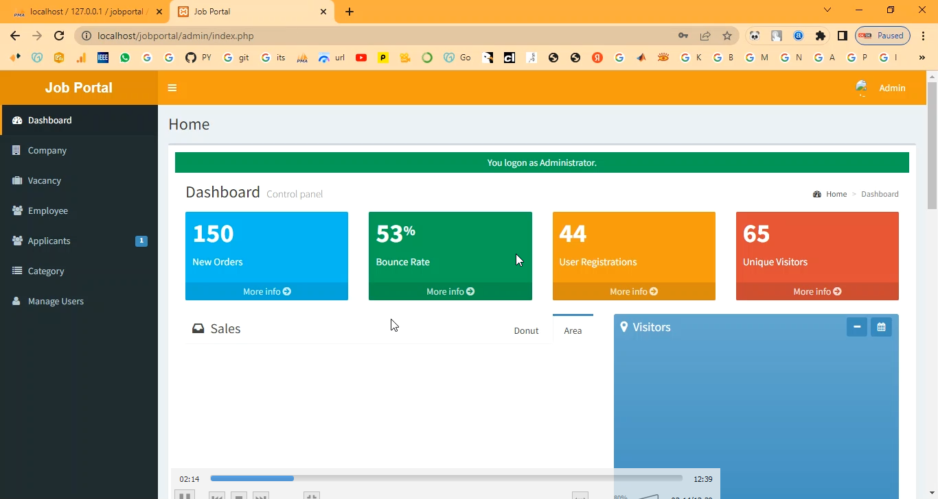 Job Portal ERP in PHP Application Projects