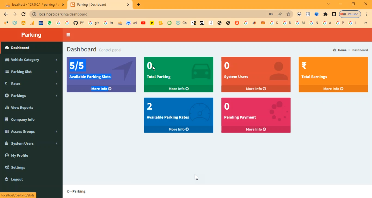 Parking Management in PHP Application Projects