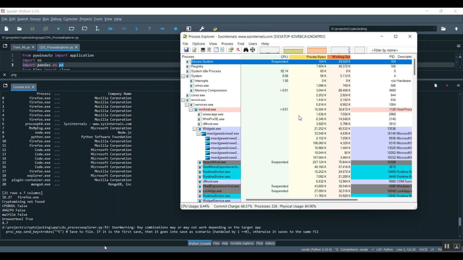 Crypto Jacking Streamlit Train ML in Python Projects